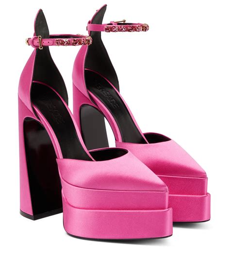 versace pink glitter shoes|versace pink chunky heel.